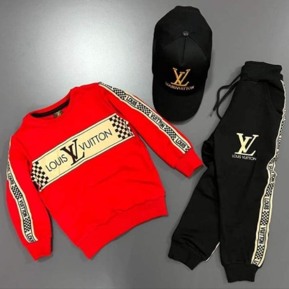 LV Red Sweatsuit  Chocolate Tagz Fashion Outlet
